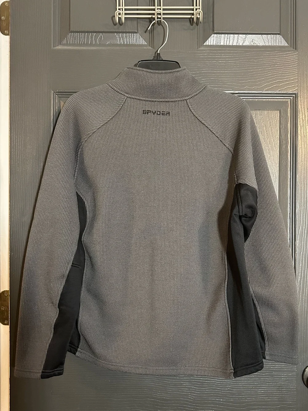 Spyder Men's Ribbed Half-Zip Pullover in Gray and Black